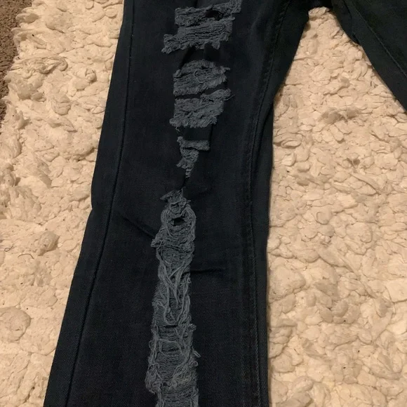 Forever 21 2.1 Women’s Denim Dark Blue Distressed Destroyed Skinny Jeans 28x32 - Picture 14 of 15